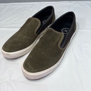 Inkkas mens green canvas slip on sneakers size 10